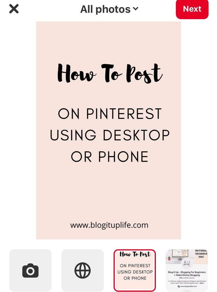 select a photo/video on Pinterest