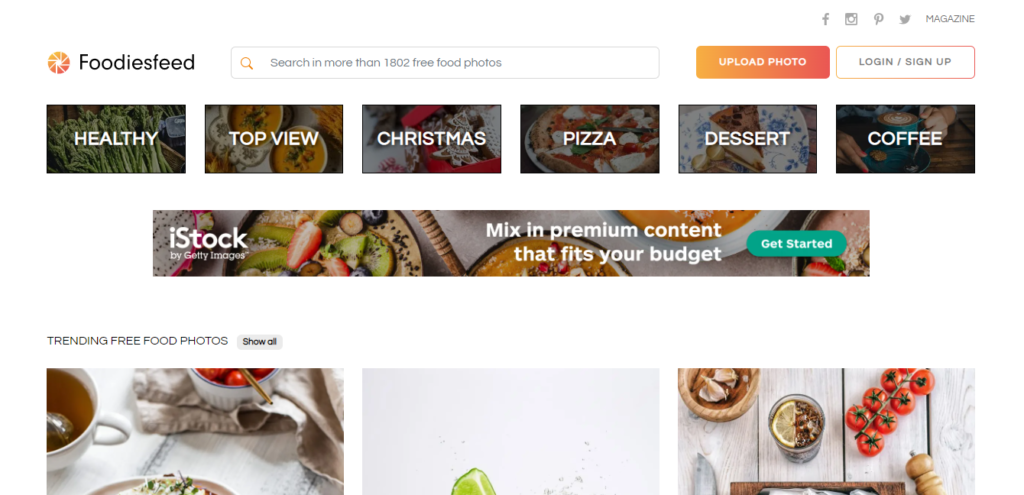 foodiesfeed homepage