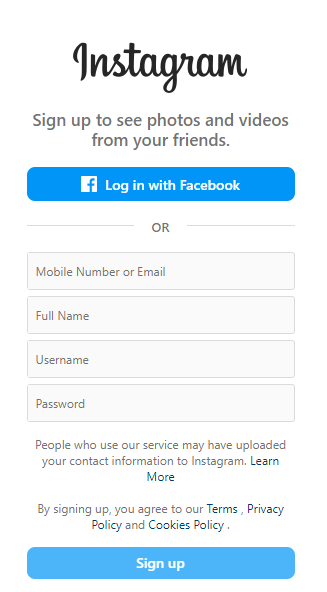  sign up for Instagram