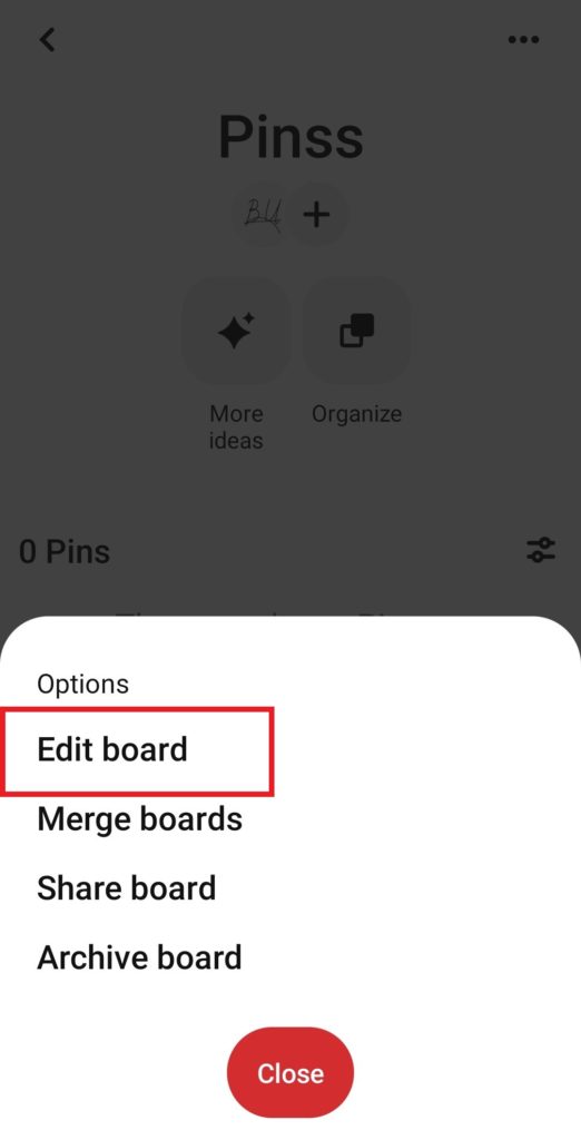 Make the Pinterest board private on Android 3