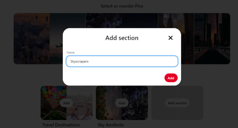 create a board section on Pinterest step 3