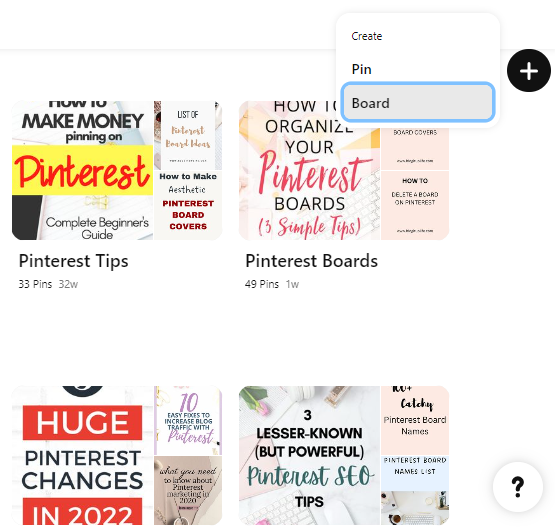 create a board on Pinterest step 2