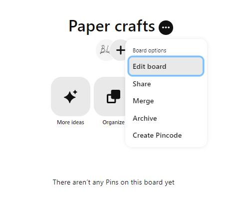 edit a board on Pinterest step 2