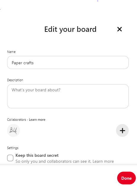 edit a board on Pinterest step 3