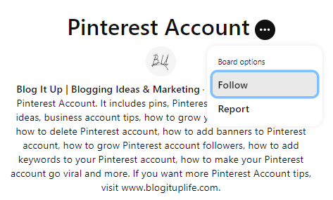 follow a board on Pinterest