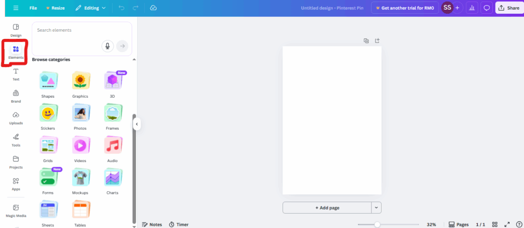 Locate Canva elements